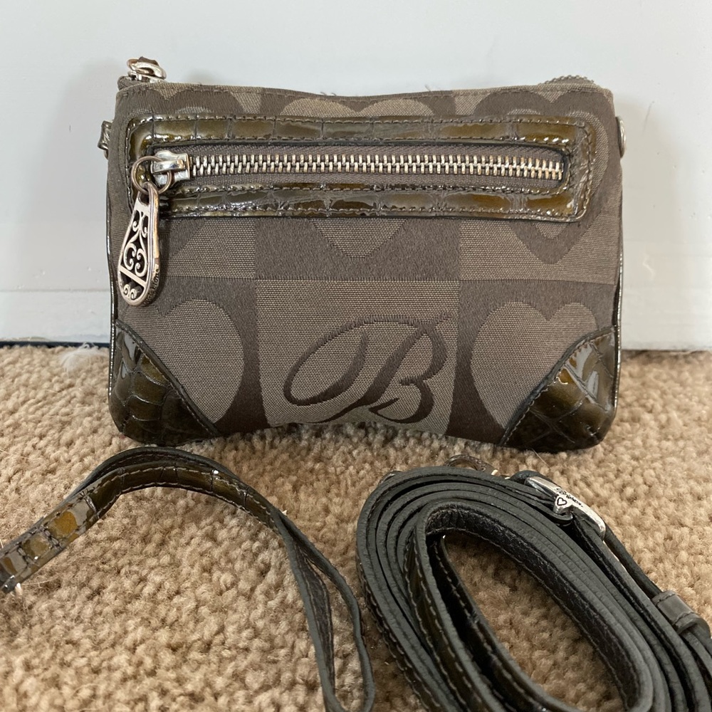 SOLD Brighton canvas hearts mini crossbody with removable wristlet strap